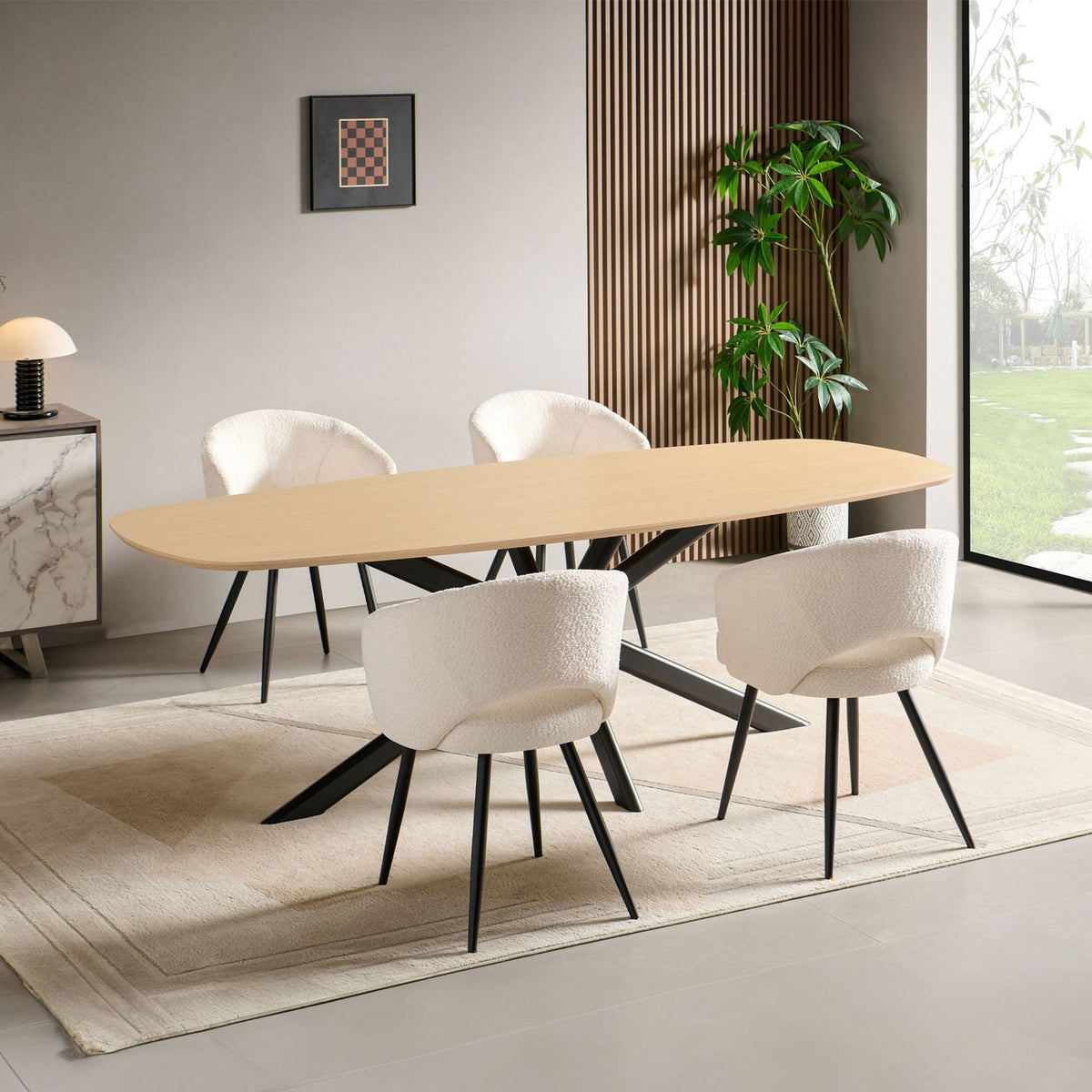 Sherpa - Lot De 2 Chaises Repas - Tissu Bouclette - Écru
