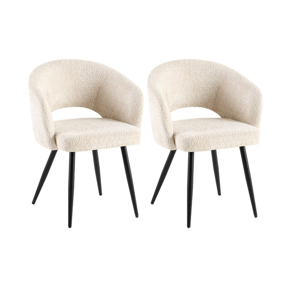 Sherpa - Lot De 2 Chaises Repas - Tissu Bouclette - Écru
