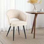 Sherpa - Lot De 2 Chaises Repas - Tissu Bouclette - Écru