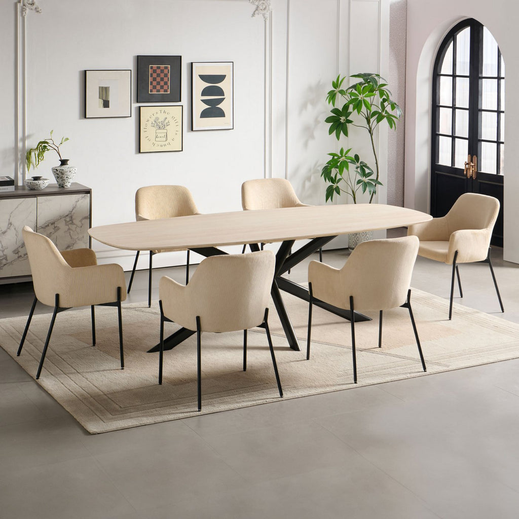 Velvet - Lot De 2 Chaises Repas - Velours Côtelé - Beige