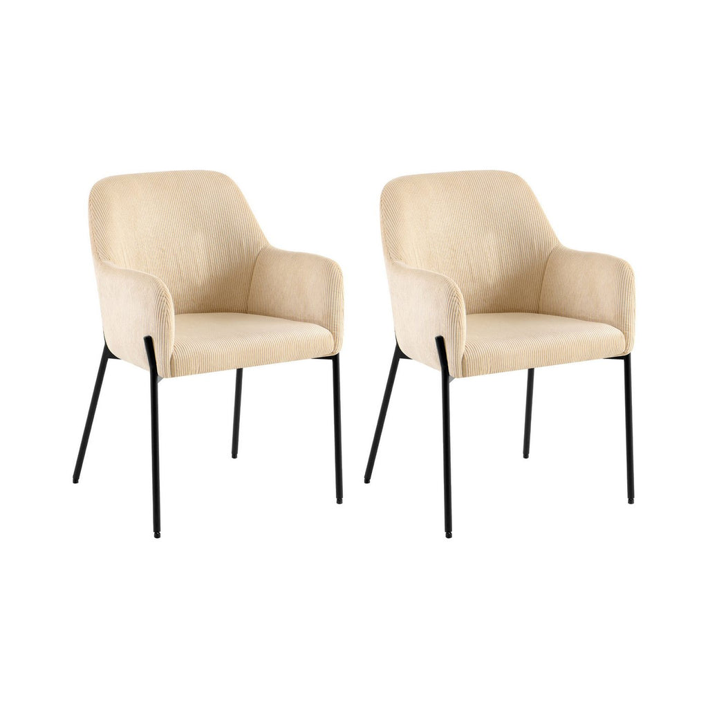 Velvet - Lot De 2 Chaises Repas - Velours Côtelé - Beige