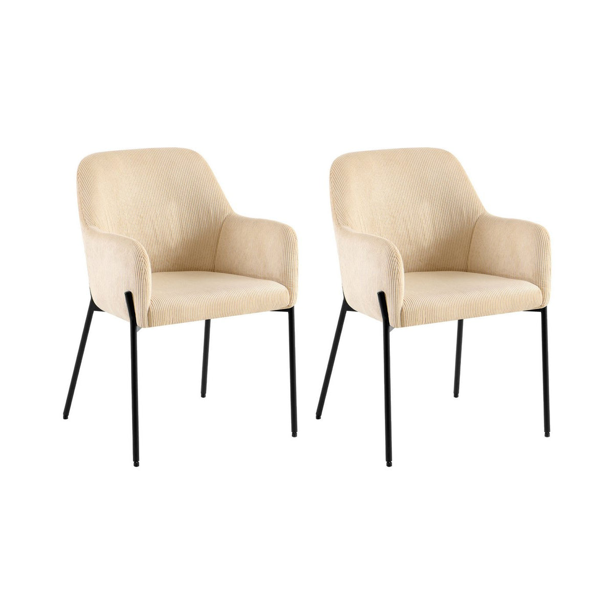 Velvet - Lot De 2 Chaises Repas - Velours Côtelé - Beige