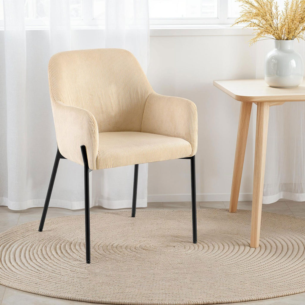 Velvet - Lot De 2 Chaises Repas - Velours Côtelé - Beige