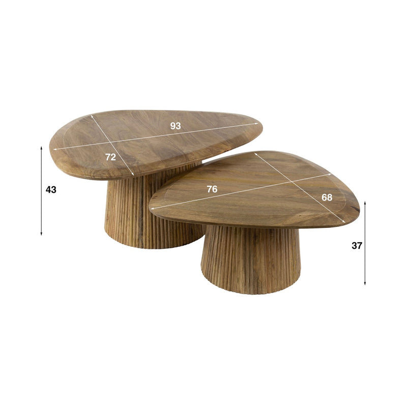 Lot De 2 Tables Basses Triangles En Bois De Manguier - Naturel