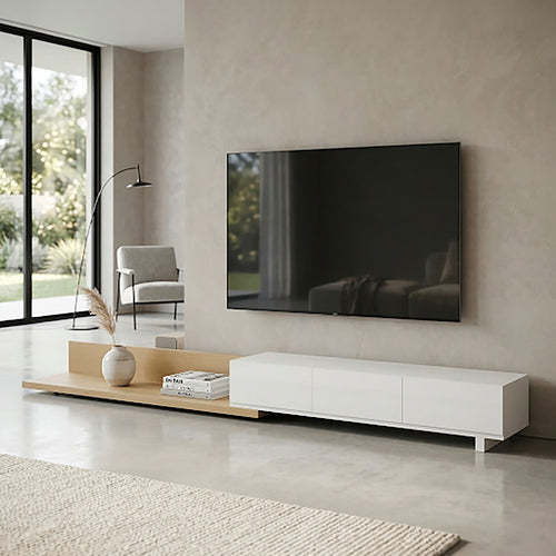 Calis - Meuble Tv Coulissant - Blanc