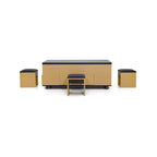 Calis - Table Basse Avec 4 Poufs - Noir Et Naturel