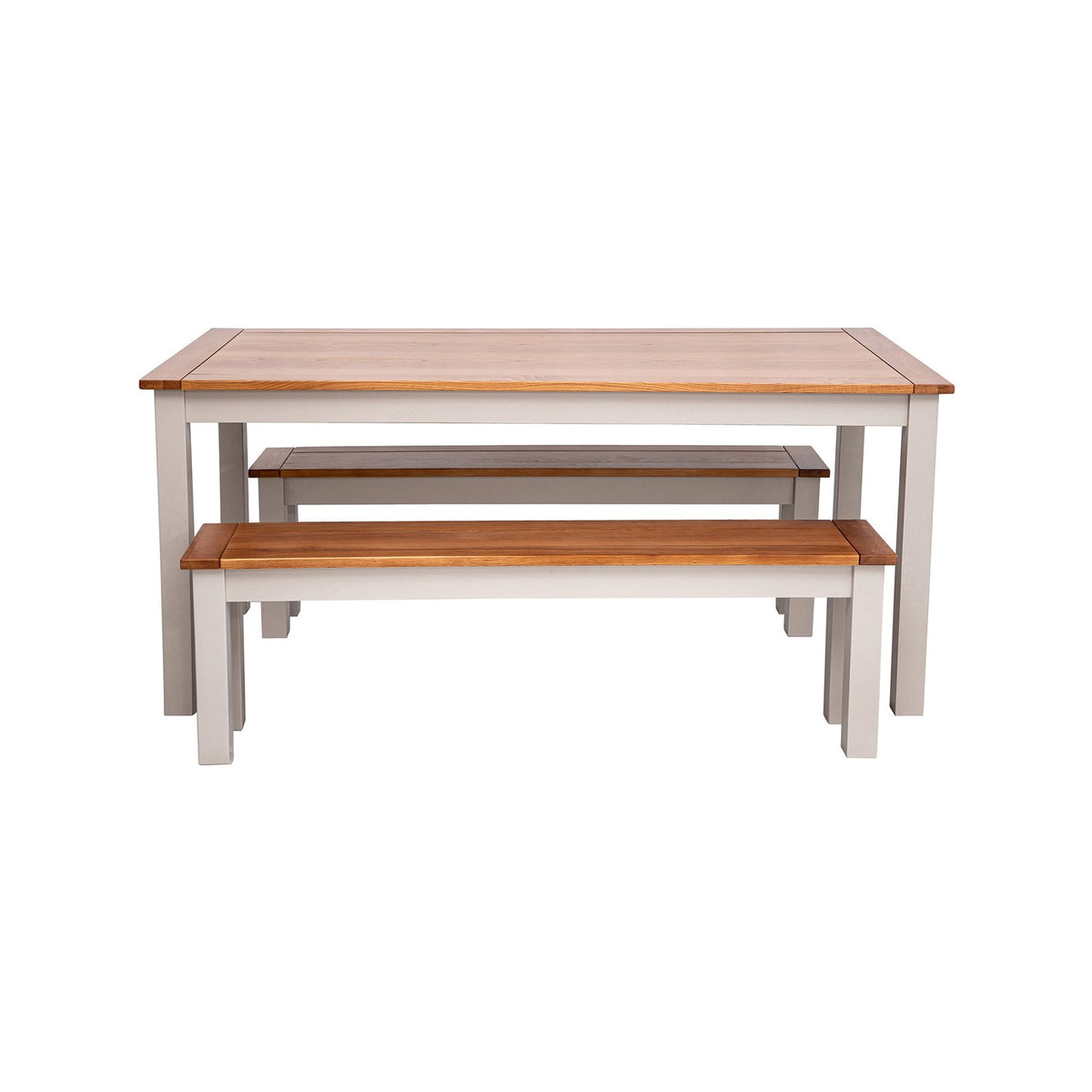 Ensemble Repas Table + 2 Bancs - Naturel Et Crème