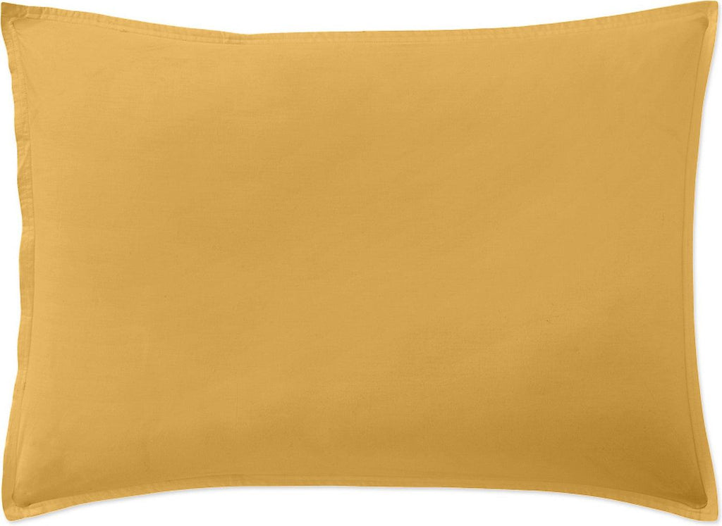 Elegance - Kussensloop - 100% Gewassen Katoenperkal - Mosterdgeel