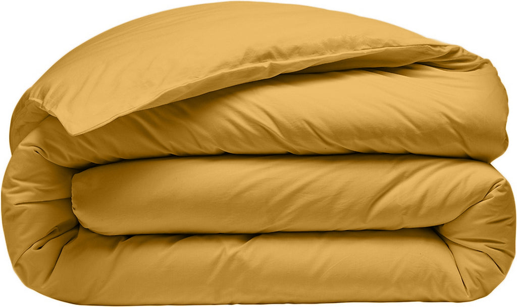 Elegance - Housse De Couette - 100% Percale De Coton Lavé - Jaune Moutarde