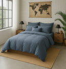 Drap Housse Uni - 100% Percale De Coton Lavé - 80 Fils/Cm²- Finition Bonnet 30Cm- Bleu Forever