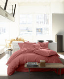 Housse De Couette - 100% Percale De Coton Lavé - 80 Fils/Cm²- Finition Bouteille 40Cm- Vieux Rose