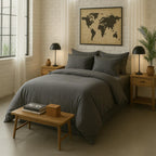 Elegance - Taie D'Oreiller - 100% Percale De Coton Lavé - Gris Magnet