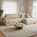 Zephyr - Canapé D'Angle À Droite Convertible En Tissu Texturé - Beige