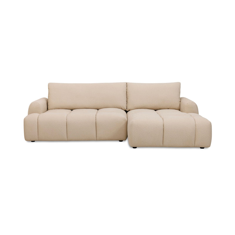 Zephyr - Canapé D'Angle À Droite Convertible En Tissu Texturé - Beige