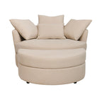 Loveuse Swivel Round Armchair + Textured Fabric Box - Beige