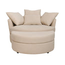 Fauteuil Rond Loveuse Pivotante + Coffre En Tissu Texturé - Beige