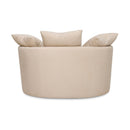 Fauteuil Rond Loveuse Pivotante + Coffre En Tissu Texturé - Beige