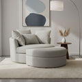 Fauteuil Rond Loveuse Pivotante + Coffre En Tissu Texturé - Gris