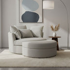 Fauteuil Rond Loveuse Pivotante + Coffre En Tissu Texturé - Gris