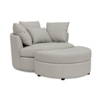 Fauteuil Rond Loveuse Pivotante + Coffre En Tissu Texturé - Gris