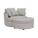 Fauteuil Rond Loveuse Pivotante + Coffre En Tissu Texturé - Gris