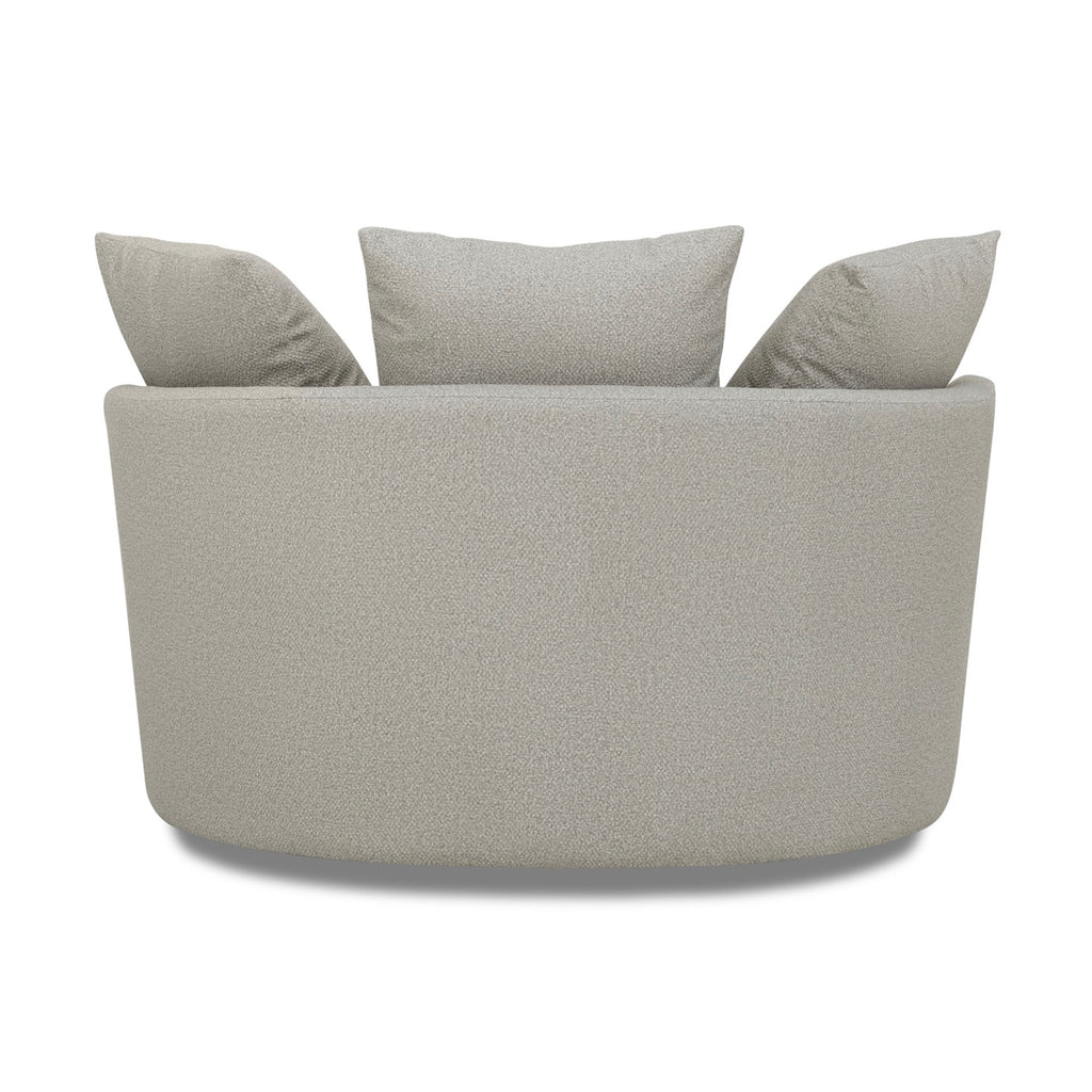 Fauteuil Rond Loveuse Pivotante + Coffre En Tissu Texturé - Gris