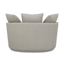 Fauteuil Rond Loveuse Pivotante + Coffre En Tissu Texturé - Gris