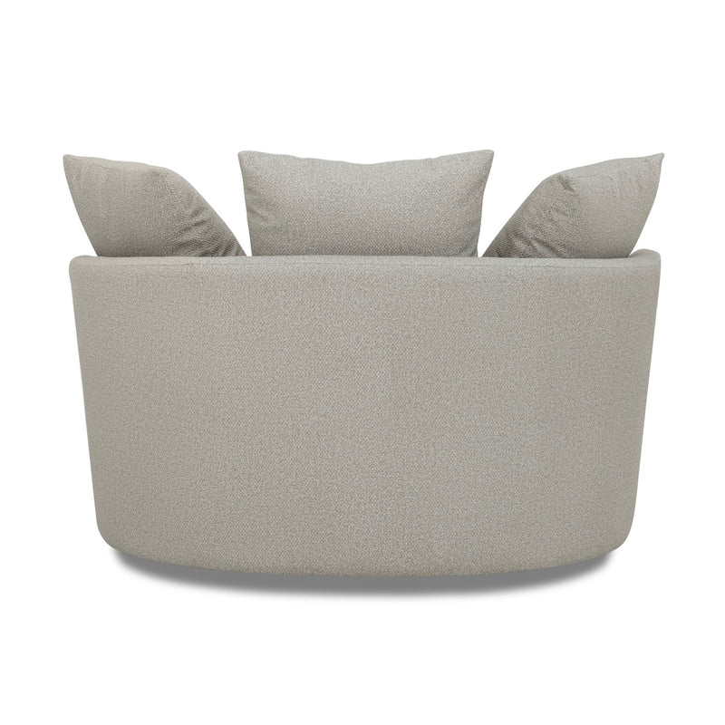 Fauteuil Rond Loveuse Pivotante + Coffre En Tissu Texturé - Gris