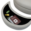 Fauteuil Rond Loveuse Pivotante + Coffre En Tissu Texturé - Gris