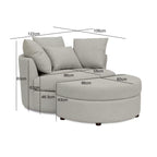 Fauteuil Rond Loveuse Pivotante + Coffre En Tissu Texturé - Gris