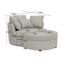 Fauteuil Rond Loveuse Pivotante + Coffre En Tissu Texturé - Gris