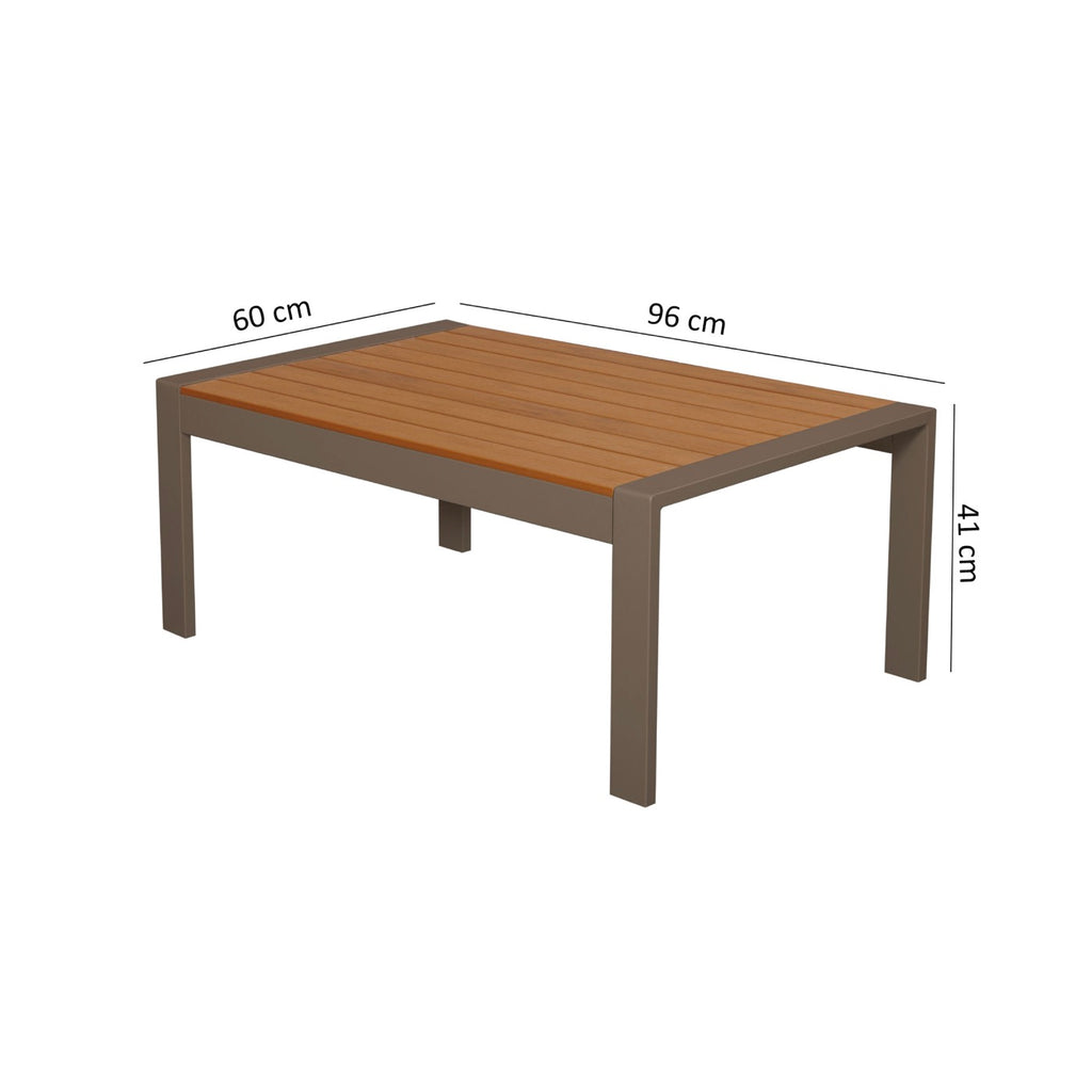 Acapulco - Mesa de centro de jardín de aluminio y madera - Taupe
