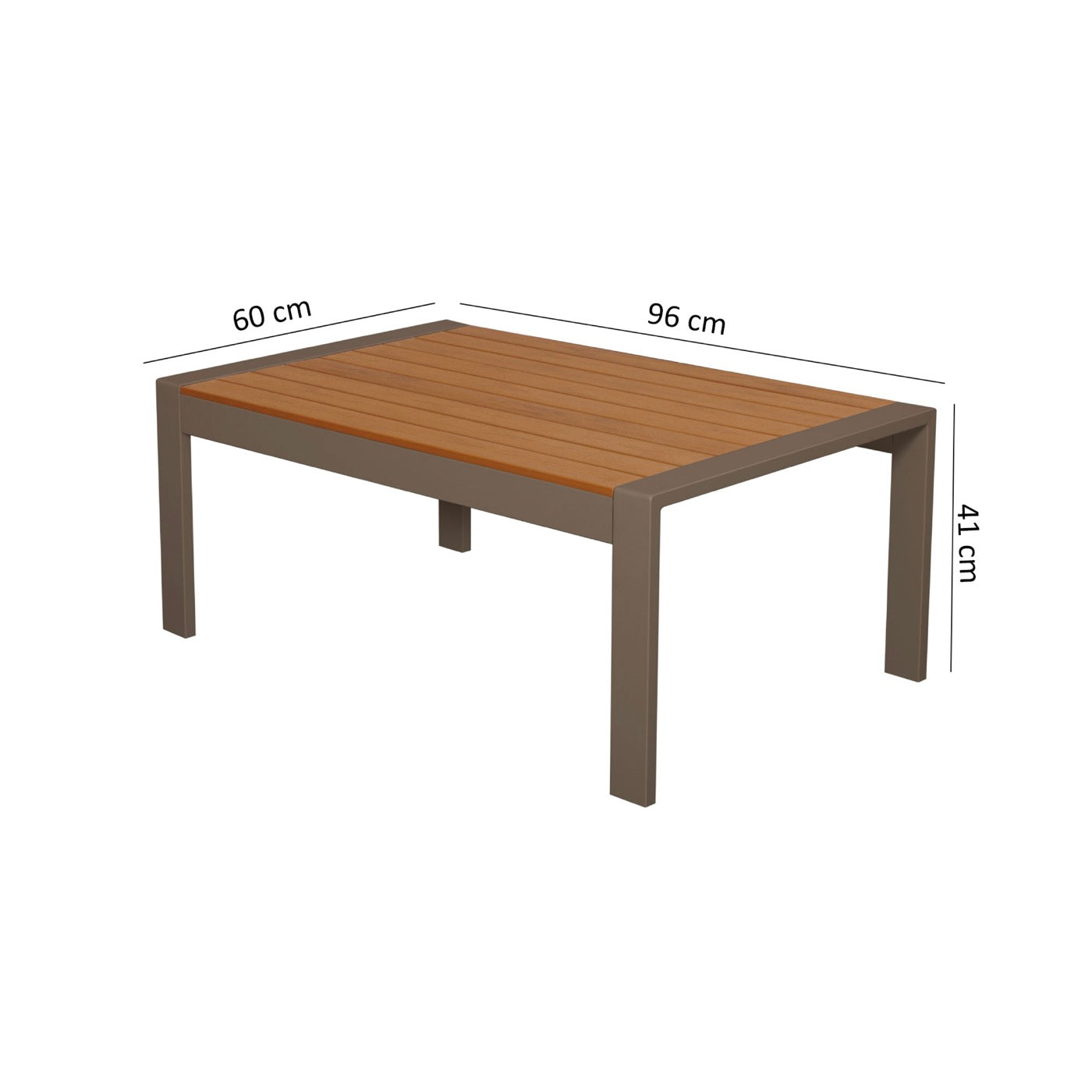 Acapulco - Mesa de centro de jardín de aluminio y madera - Taupe