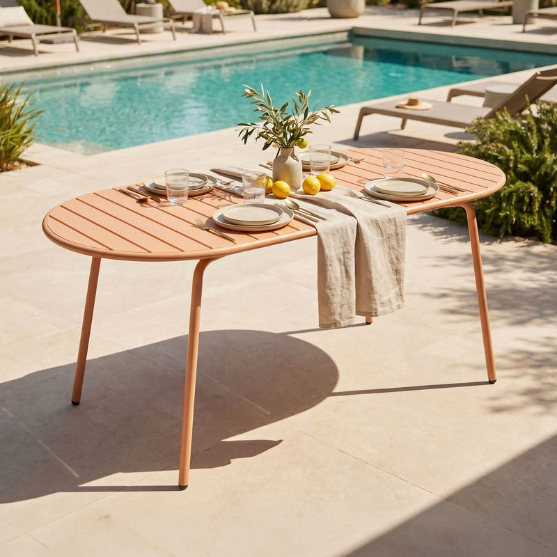 Baca - Table De Jardin Ovale En Métal - Terracotta