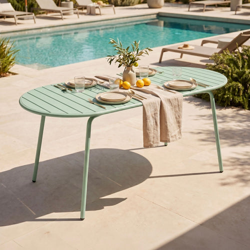 Baca - Table De Jardin Ovale En Métal - Vert
