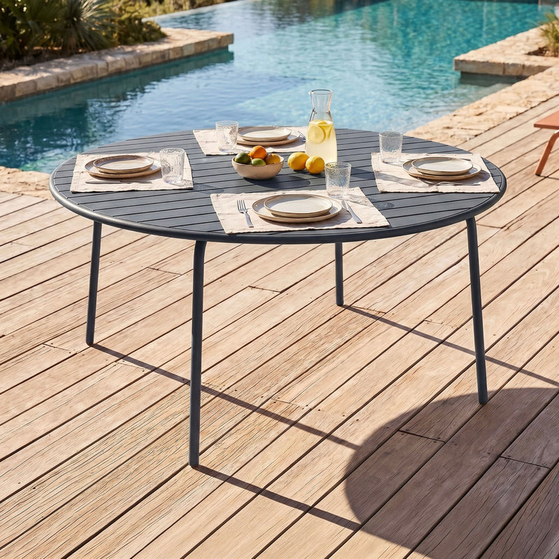 Baca - Table De Jardin Ronde En Métal - Gris