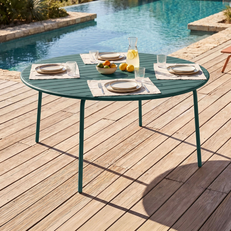 Baca - Table De Jardin Ronde En Métal - Vert Sapin