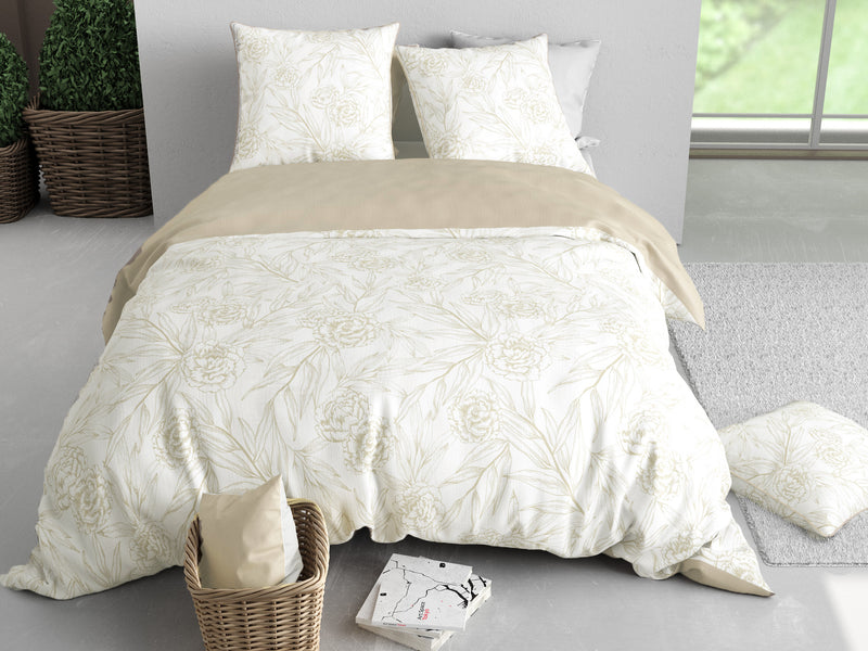 Parure Housse De Couette 3Pcs 100% Satin De Coton 120 Fils Suzanne - Imprimé