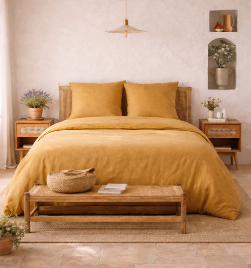 Taj Camel Duvet Cover Set - 100% Washed Cotton - Camel