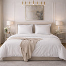 Talie Plain White Duvet Cover Set - 100% Cotton Satin 120 Thread Count - White