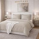 Talie Plain Beige Duvet Cover Set - 100% Cotton Satin 120 Thread Count - Beige
