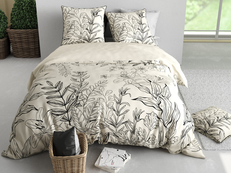 Parure Housse De Couette 3Pcs 100% Satin De Coton 120 Fils Thais - Imprimé
