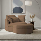 Sillón giratorio redondo Loveuse + Caja de tela texturizada - Marrón