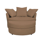 Sillón giratorio redondo Loveuse + Caja de tela texturizada - Marrón