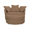 Fauteuil Rond Loveuse Pivotante + Coffre En Tissu Texturé - Marron