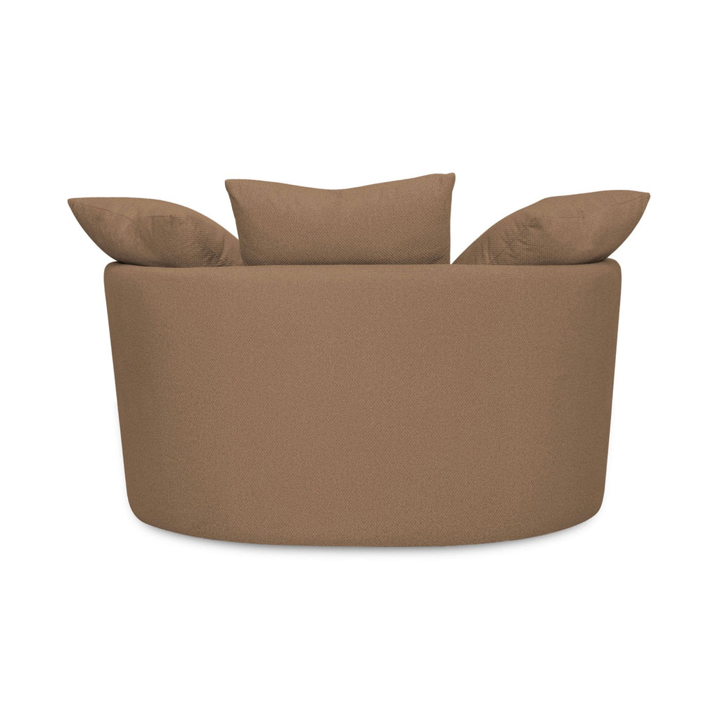 Sillón giratorio redondo Loveuse + Caja de tela texturizada - Marrón