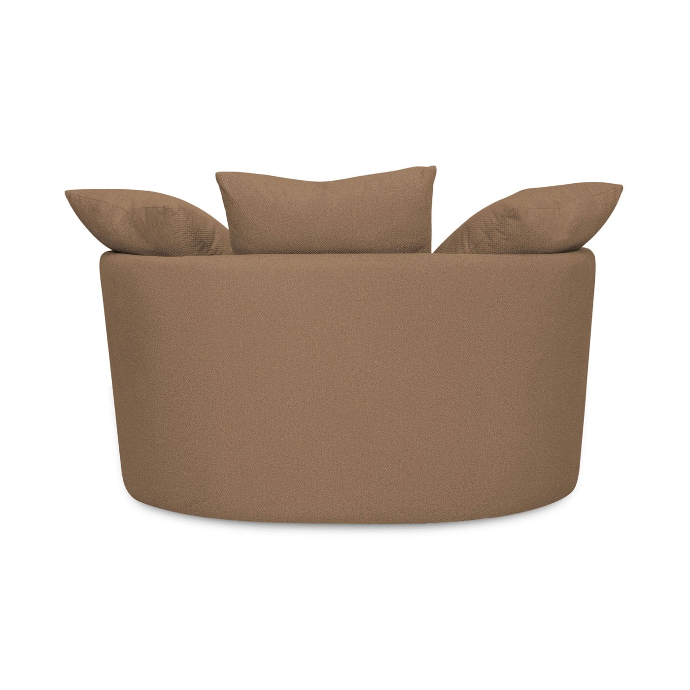 Sillón giratorio redondo Loveuse + Caja de tela texturizada - Marrón