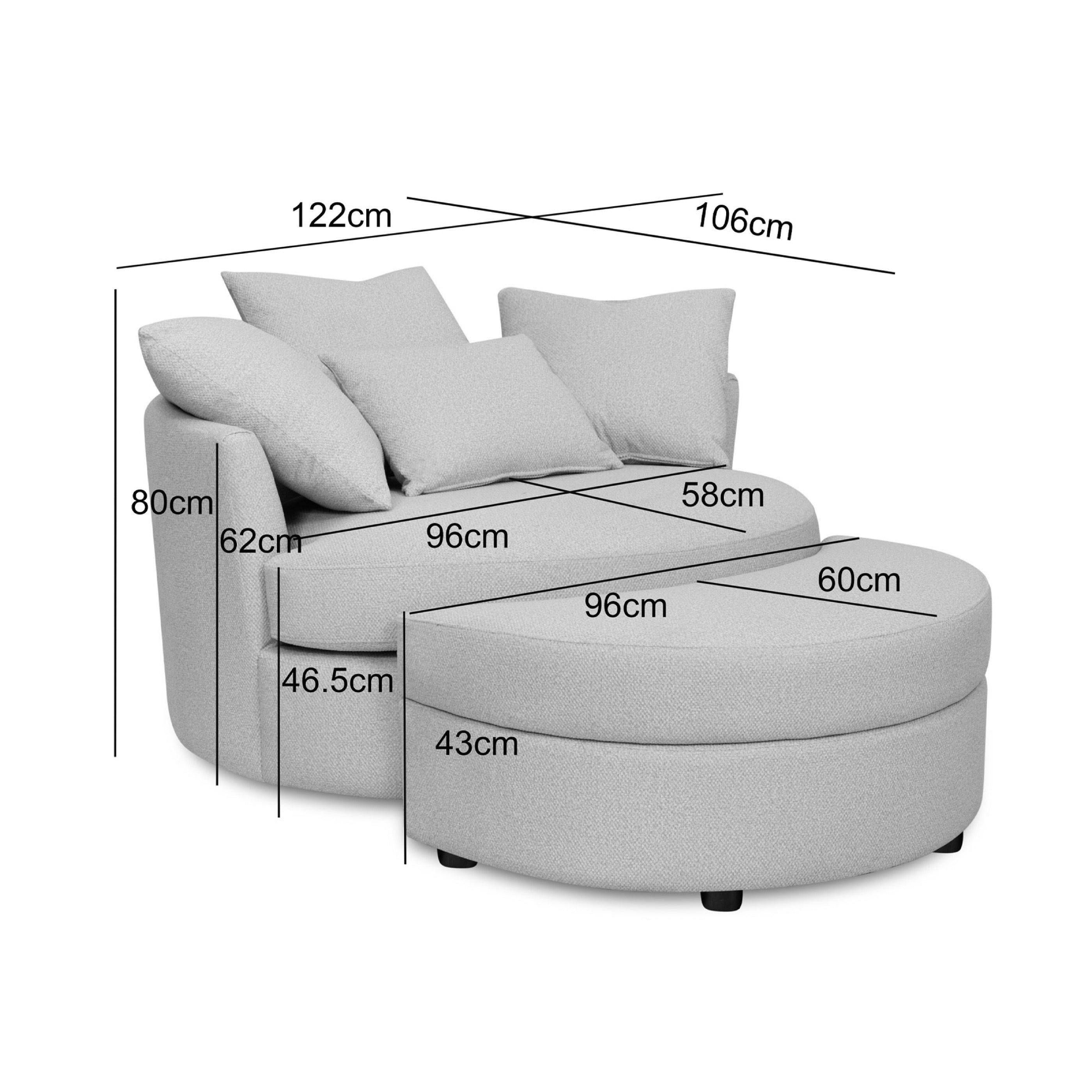 Sillón giratorio redondo Loveuse + Caja de tela texturizada - Marrón