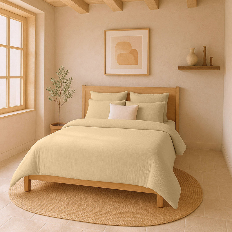 Housse De Couette - 100% Gaze De Coton Lavé - Ecru Naturel