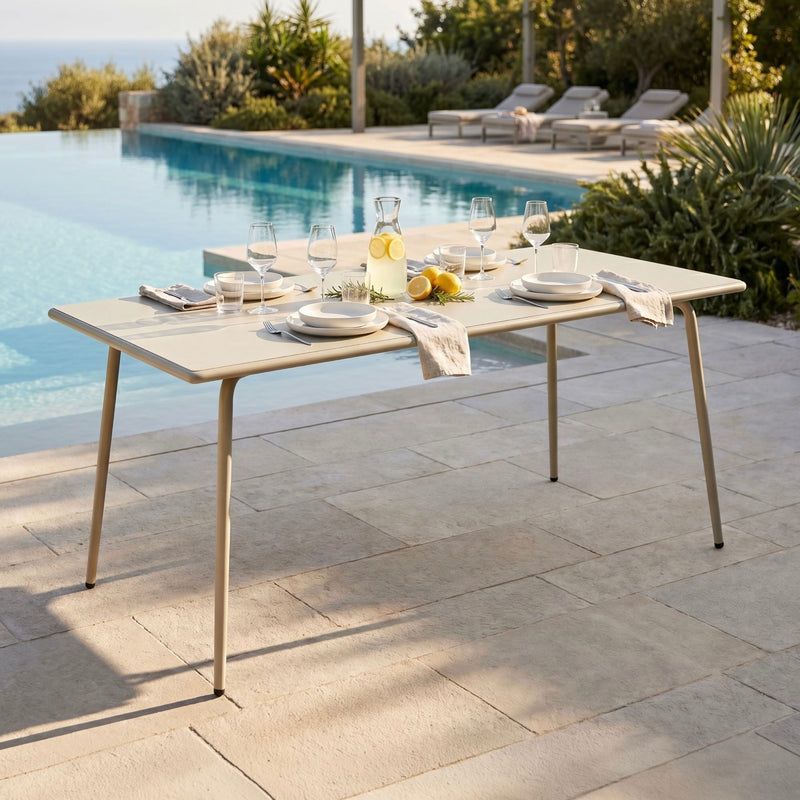 Baca - Table De Jardin En Métal - Beige